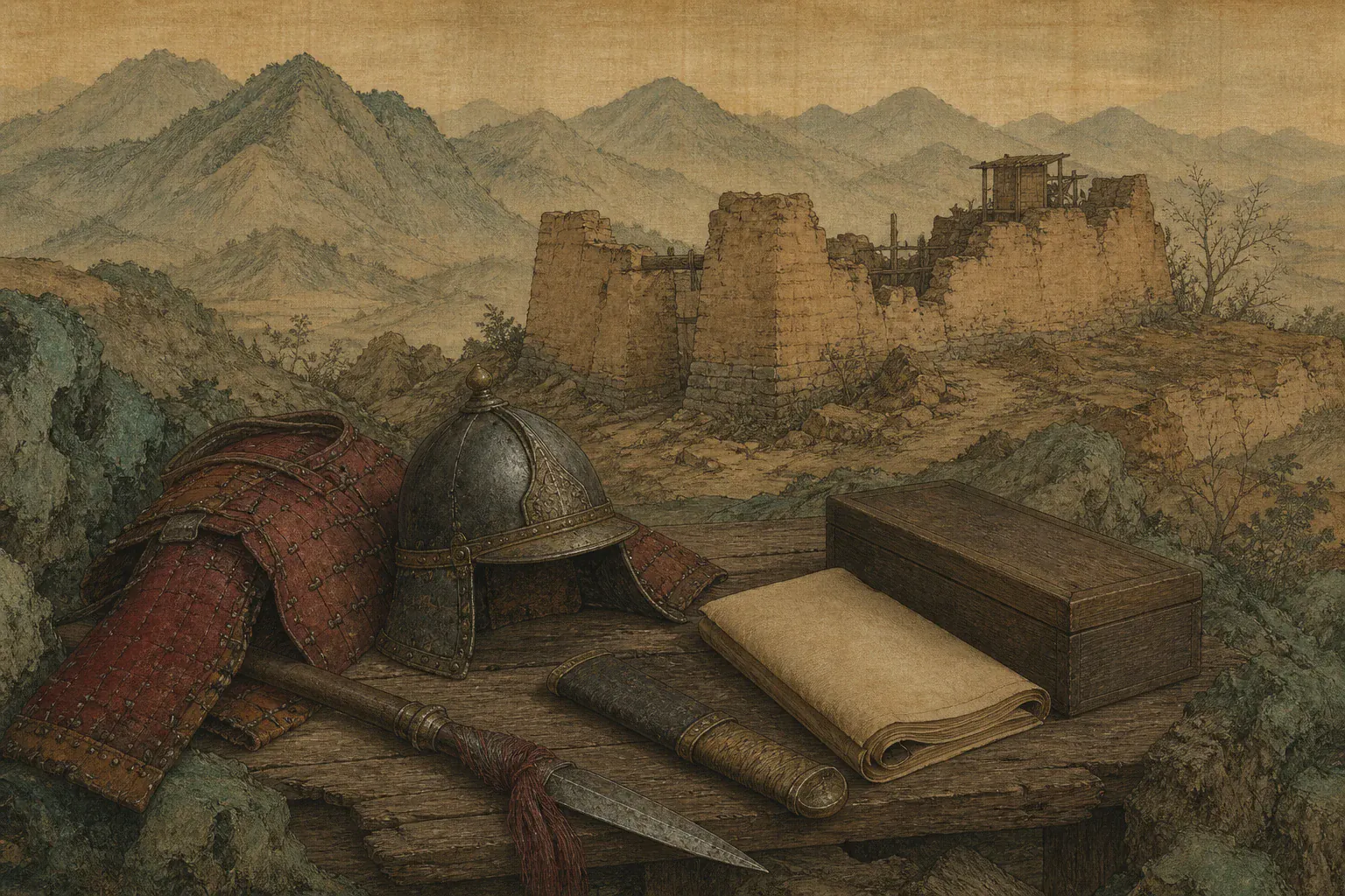 李定国时代遗址、代表性兵器与无字史料器物在本篇核心地貌前分层陈列。